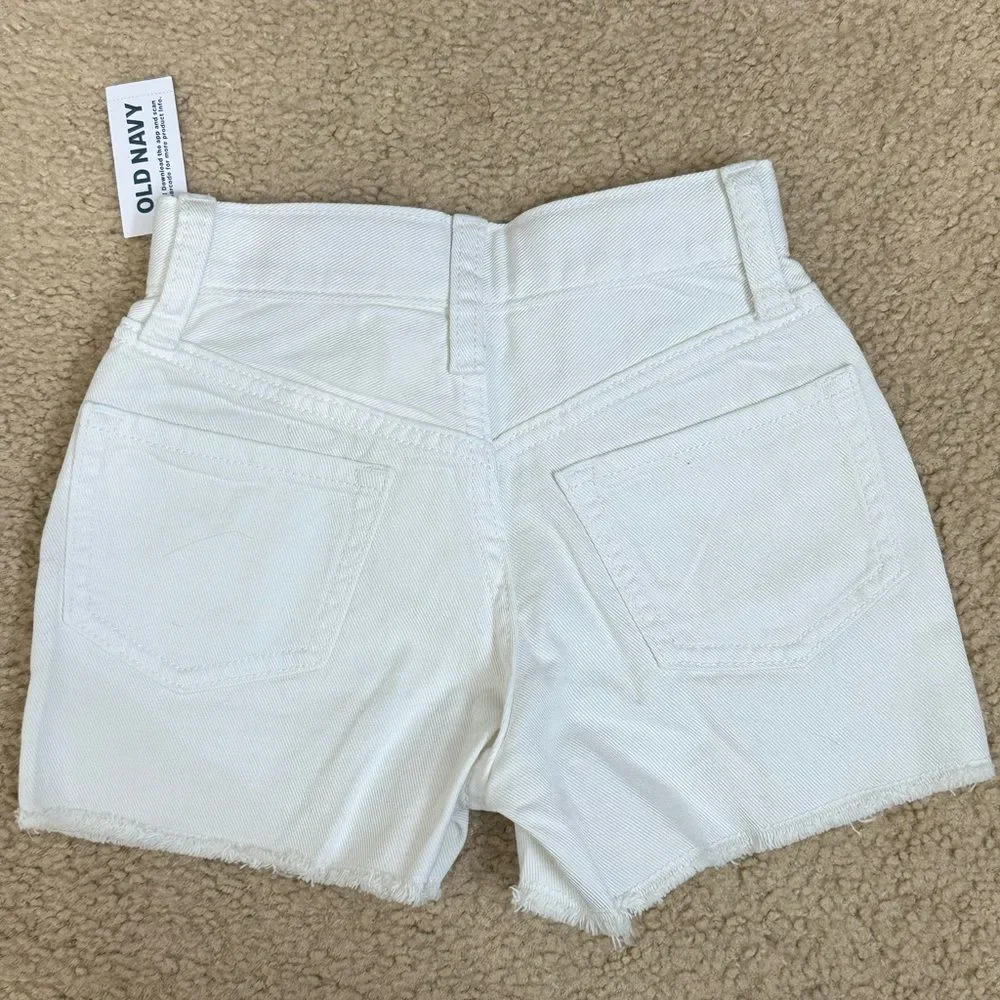 NWT Old Navy White Shorts High-Waisted Frayed-Hem Shorts for Girls Sz 7 Slim